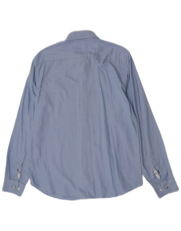 Crew Clothing Camisa ajustada para hombre Algodón en espiga azul grande