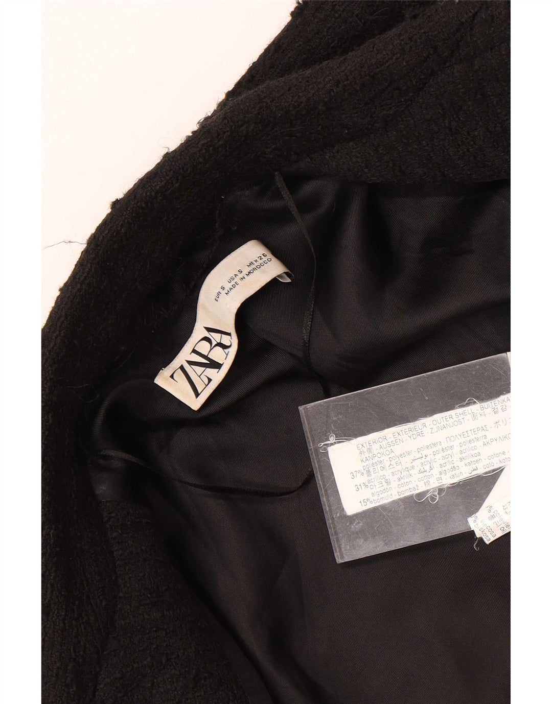 Zara Chaqueta tipo blazer con doble botonadura para hombre UK 36 Small Poliéster moteado negro