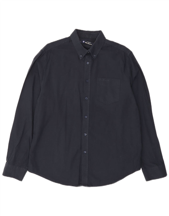 Camisa Ben Sherman para hombre grande de algodón azul marino