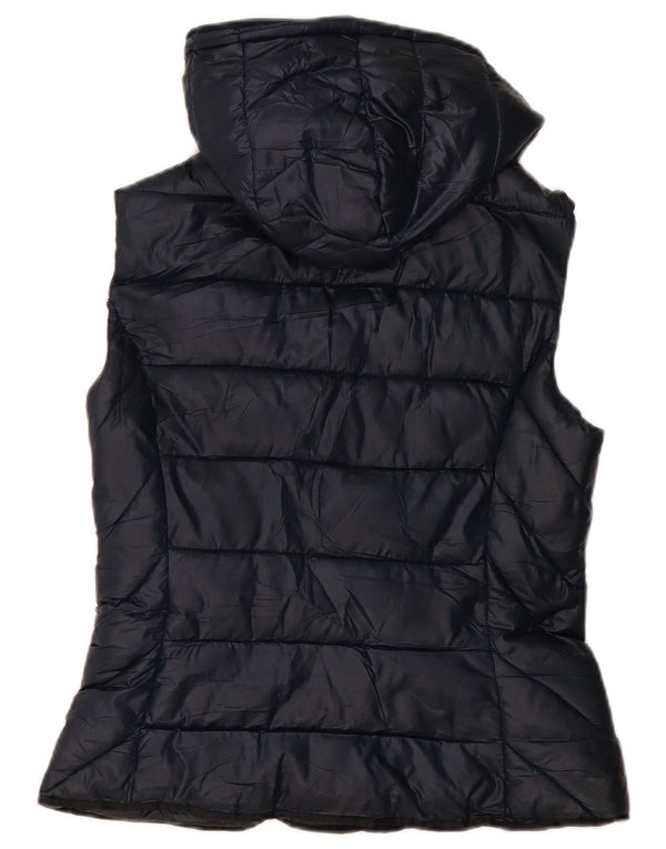 Zara Mujer Trafaluc Chaleco Acolchado Con Capucha UK 42 Medio Azul Marino Poliéster