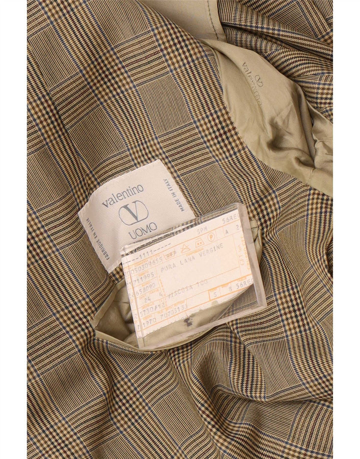 Valentino Chaqueta tipo blazer de 2 botones para hombre IT 56 3XL Pata de gallo beige