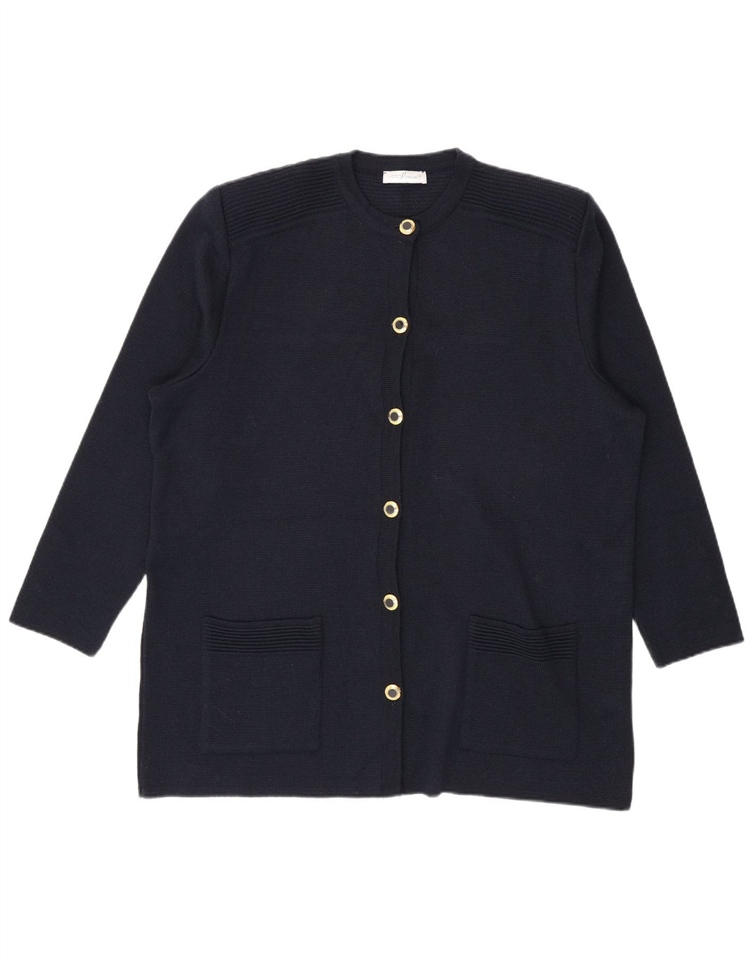 Vintage mujer longline oversized cardigan suéter IT 46 grande azul marino