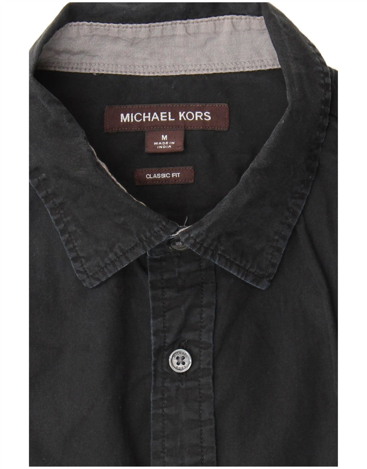 Michael Kors Camisa de manga corta de ajuste clásico para hombre, talla mediana, negra