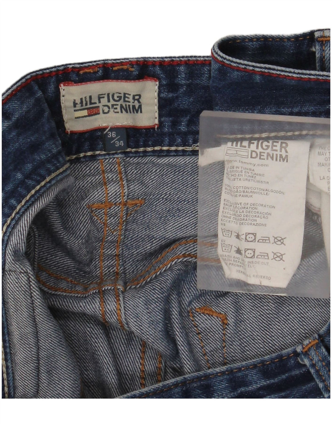 TOMMY HILFIGER Vaqueros rectos para hombre W36 L34 Algodón azul