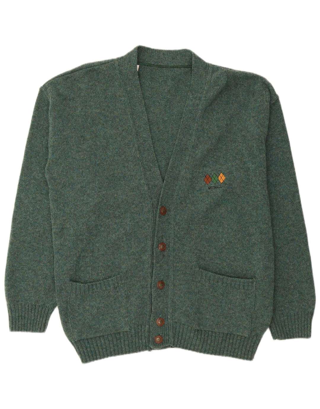 VINTAGE Suéter Cárdigan para Hombre XL Lana Verde