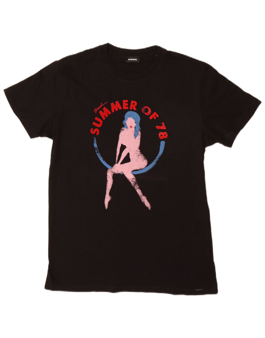 Diesel Hombre Camiseta Gráfica Top Grande Algodón Negro