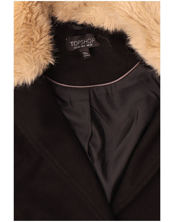 Topshop Abrigo extragrande para mujer UK 10 Small Poliéster negro