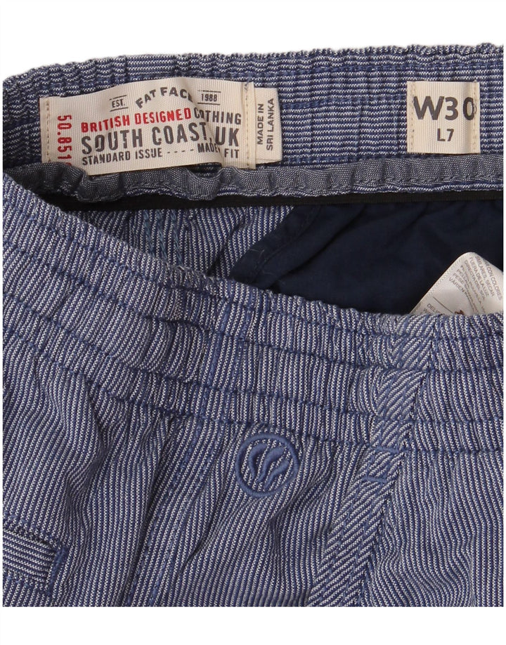 FAT FACE Pantalones cortos chinos para hombre W30 Algodón a rayas azul medio