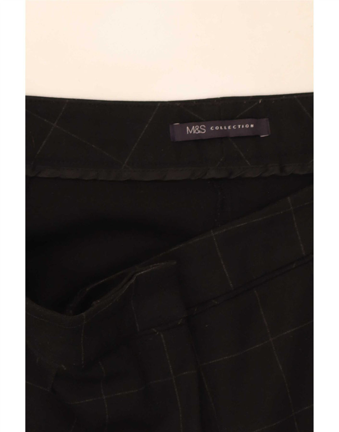 Marks & Spencer Pantalones informales ajustados para mujer W34 L29 Black Check