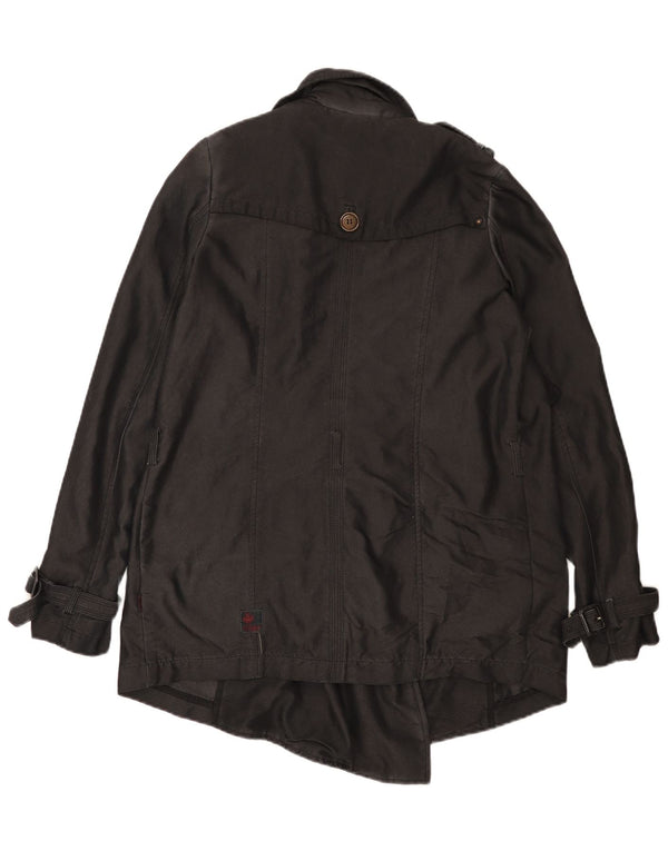 KHUJO Gabardina extragrande para mujer UK 10 Small Poliéster negro