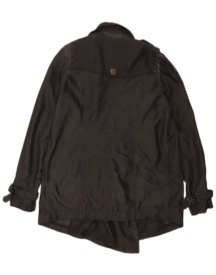 KHUJO Gabardina extragrande para mujer UK 10 Small Poliéster negro