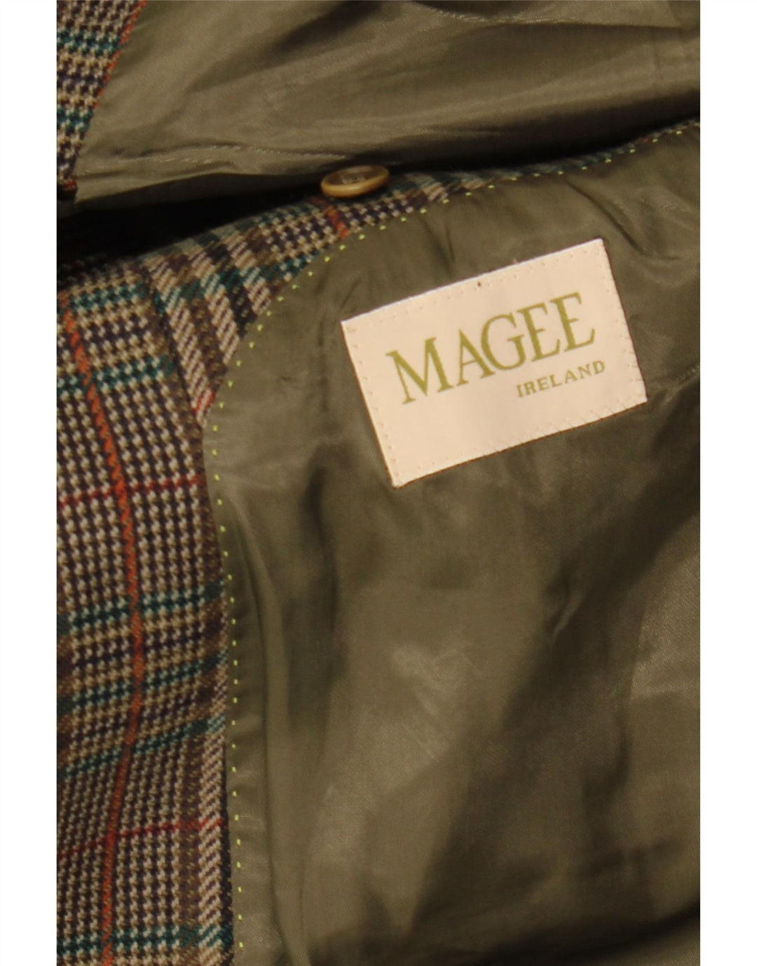 MAGEE Chaqueta tipo blazer de 2 botones para hombre UK 38 Medium Khaki Houndstooth