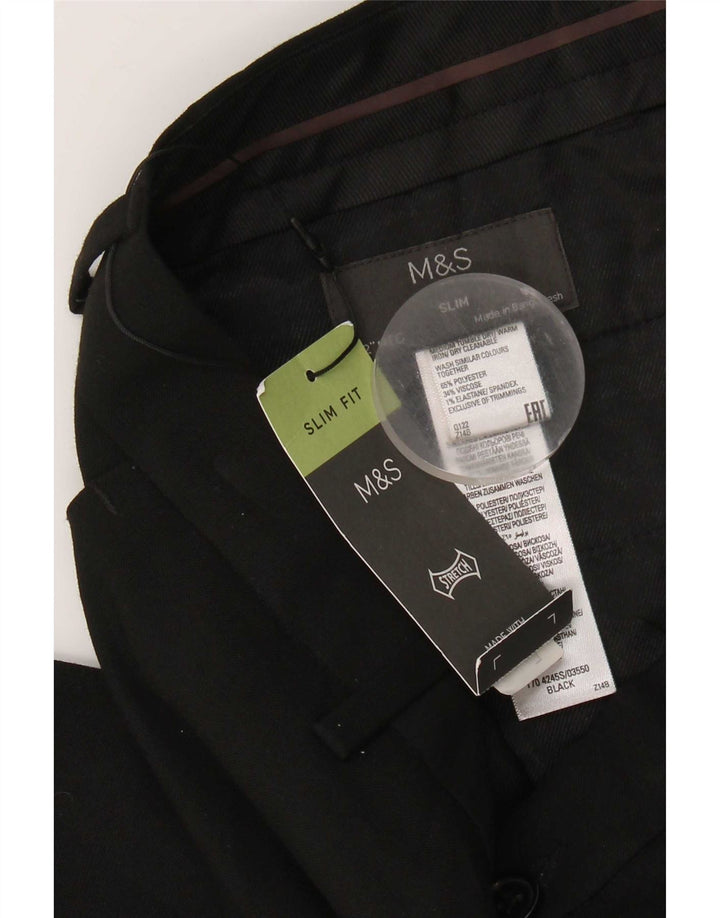 Marks & Spencer Pantalones chinos ajustados para hombre W32 L31 Poliéster negro