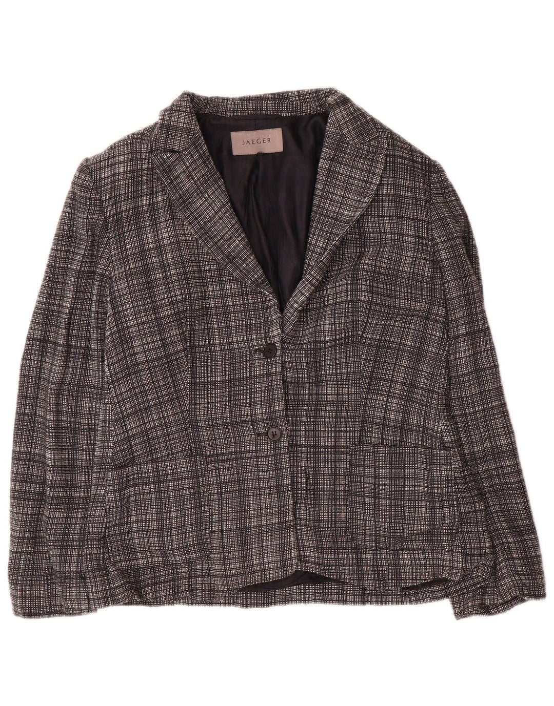 Jaeger Chaqueta tipo blazer de 2 botones para mujer Reino Unido 12 Lana a cuadros gris medio