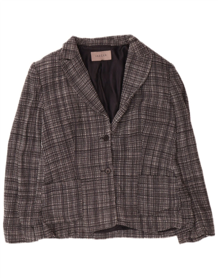 Jaeger Chaqueta tipo blazer de 2 botones para mujer Reino Unido 12 Lana a cuadros gris medio