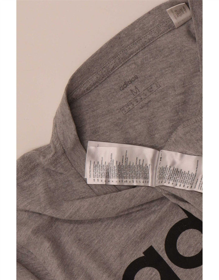 Adidas Hombre Camiseta Gráfica Top Algodón Gris Medio