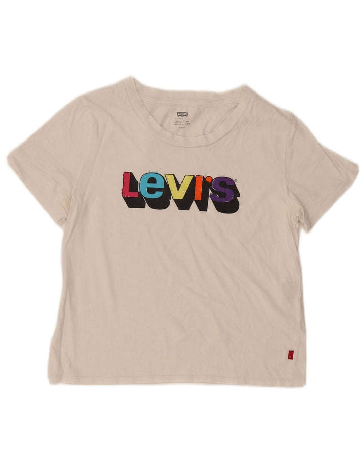 Levi's Camiseta gráfica para mujer Top UK 10 Small White