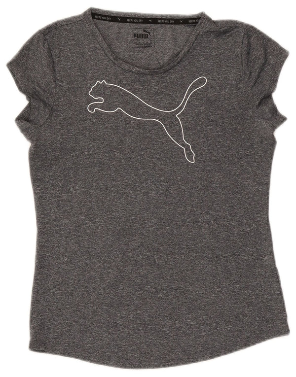 PUMA Camiseta gráfica para mujer Top UK 10 Small Grey Moteado