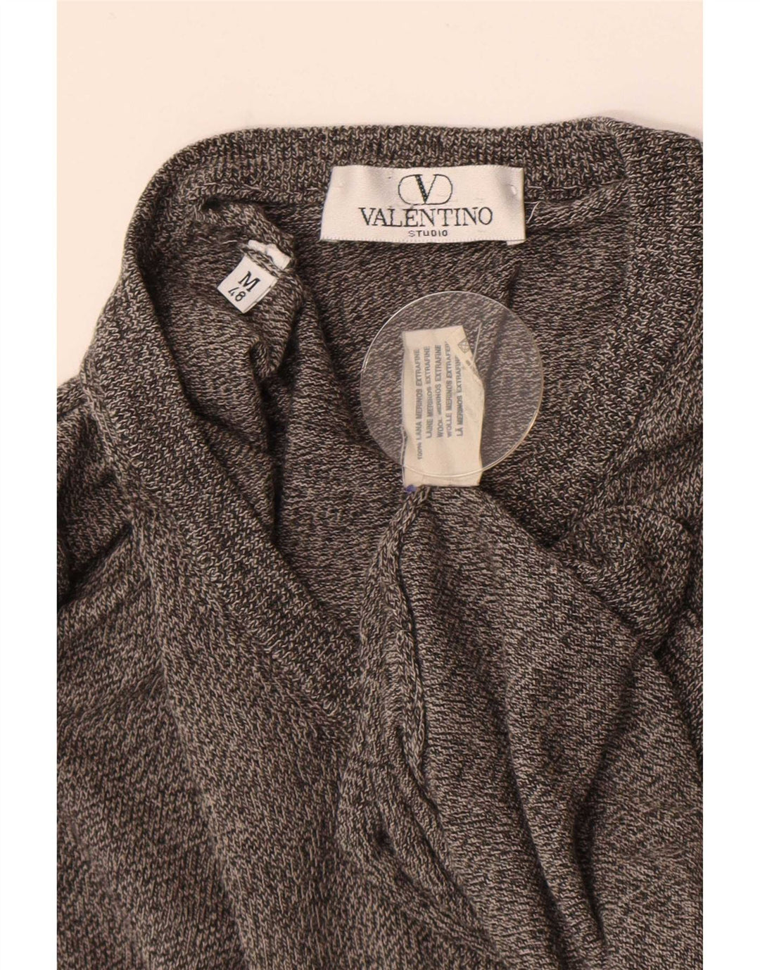 Valentino Jersey con Cuello en V para Hombre IT 48 Lana Merino Gris Medio