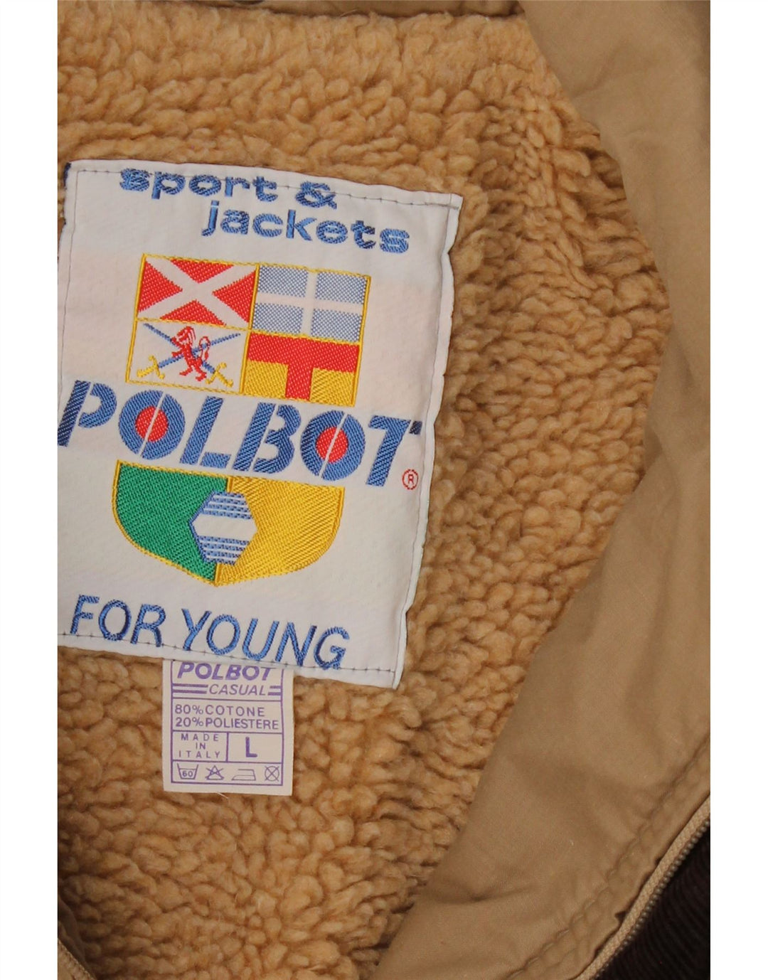 Polbot Chaqueta Sherpa para hombre Reino Unido 40 Grande Algodón beige