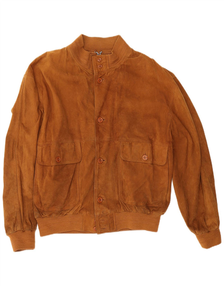 Vintage hombres ante bomber chaqueta IT 54 2XL cuero marrón