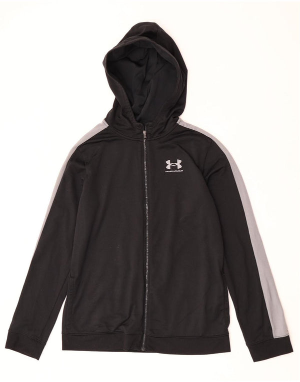 Under Armour Sudadera con capucha y cremallera para niños 13-14 años XL Negro Colorblock