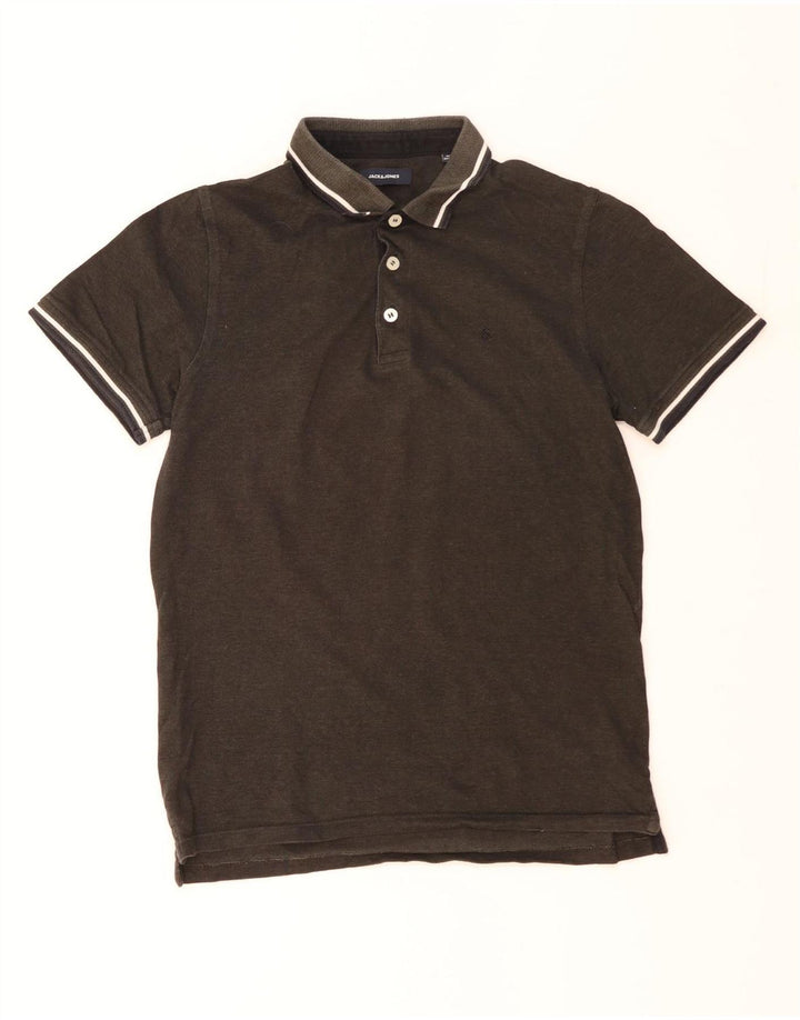 JACK & JONES Polo para hombre de rayas caqui grande