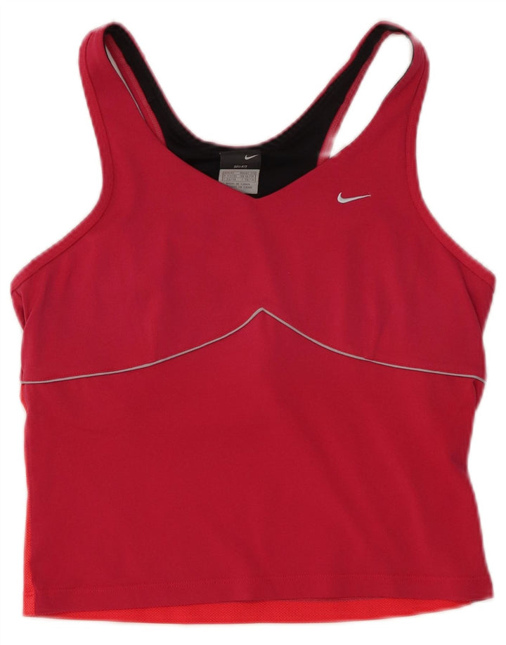 NIKE Mujer Dri Fit Crop Vest Top UK 40/40 XL Rosa Colorblock