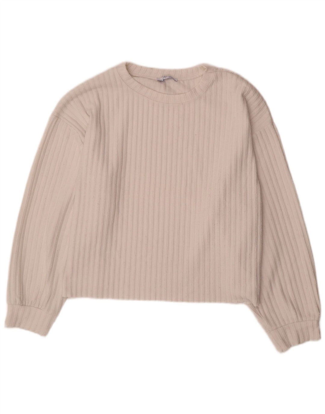 Zara Mujer Trafaluc Top Extragrande Manga Larga UK 46 Grande Poliéster Blanco