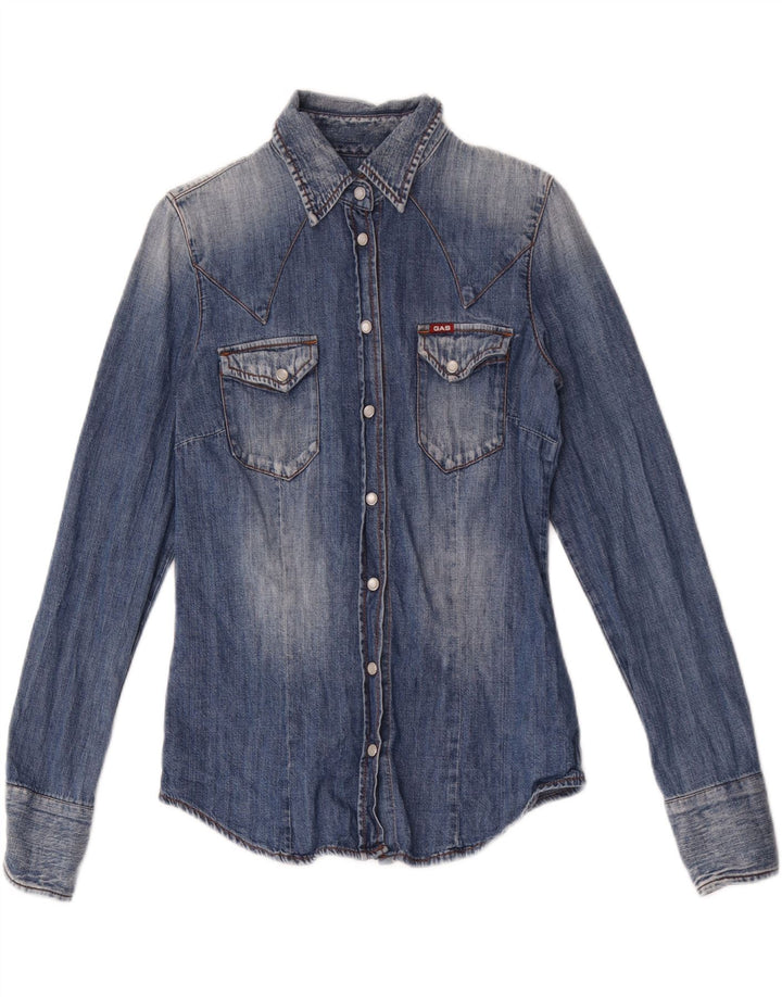 Camisa vaquera para mujer Gas UK 42 Algodón azul medio