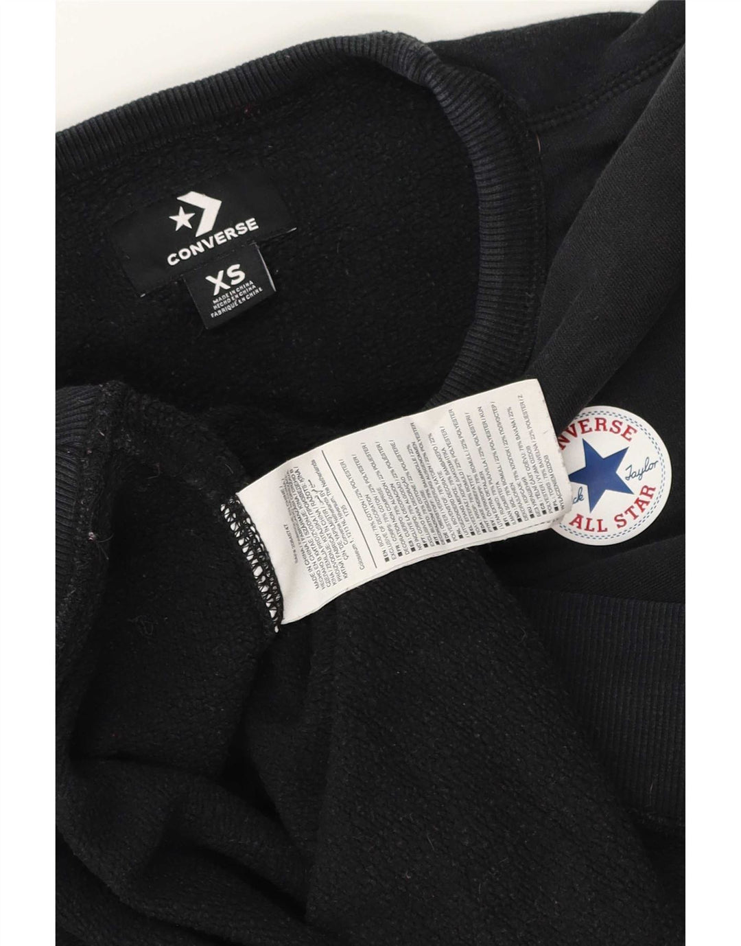 Converse - Sudadera extragrande para mujer, talla 6, XS, algodón negro