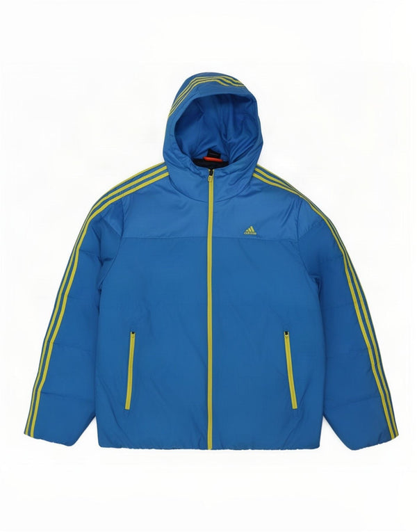 Adidas Chaqueta acolchada para hombre ES 42 XL Azul Colorblock Poliéster