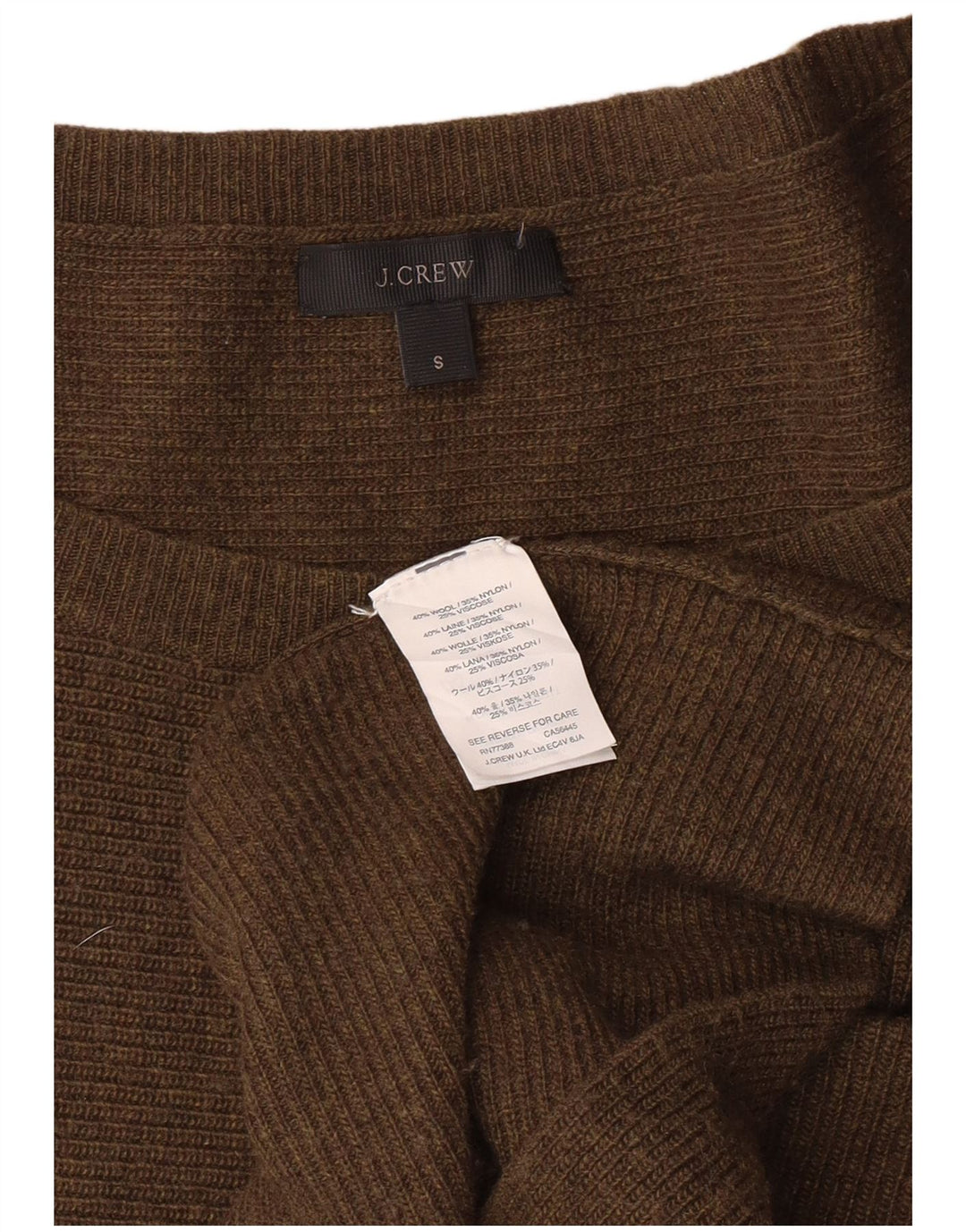 J. Crew Suéter tipo jersey con cuello barco para mujer UK 10 Small Khaki Wool