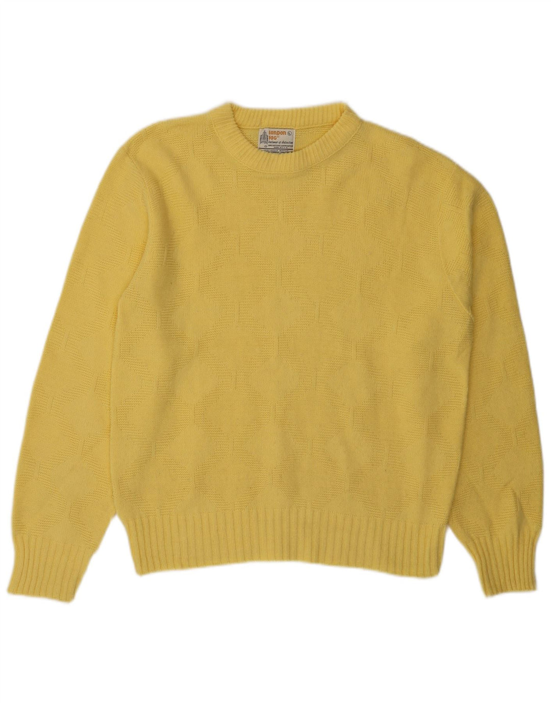 LONDON FOG Suéter de cuello redondo para mujer Reino Unido 16 Acrílico amarillo grande