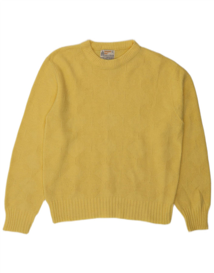 LONDON FOG Suéter de cuello redondo para mujer Reino Unido 16 Acrílico amarillo grande