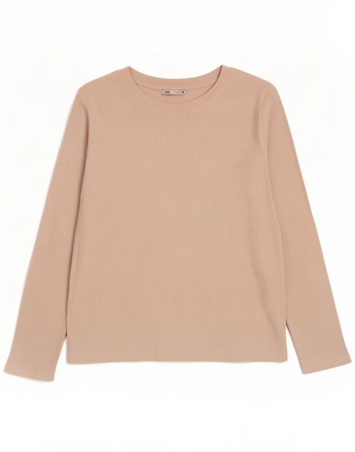 Zara Hombre Top Manga Larga Grande Poliéster Beige