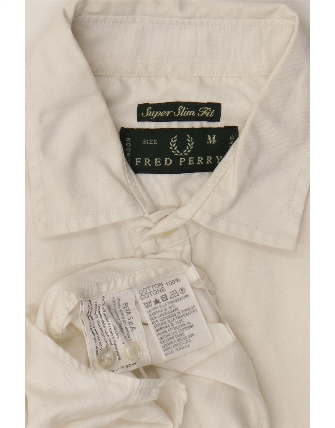Fred Perry Camisa Extra Slim Fit De Algodón Blanco Medio