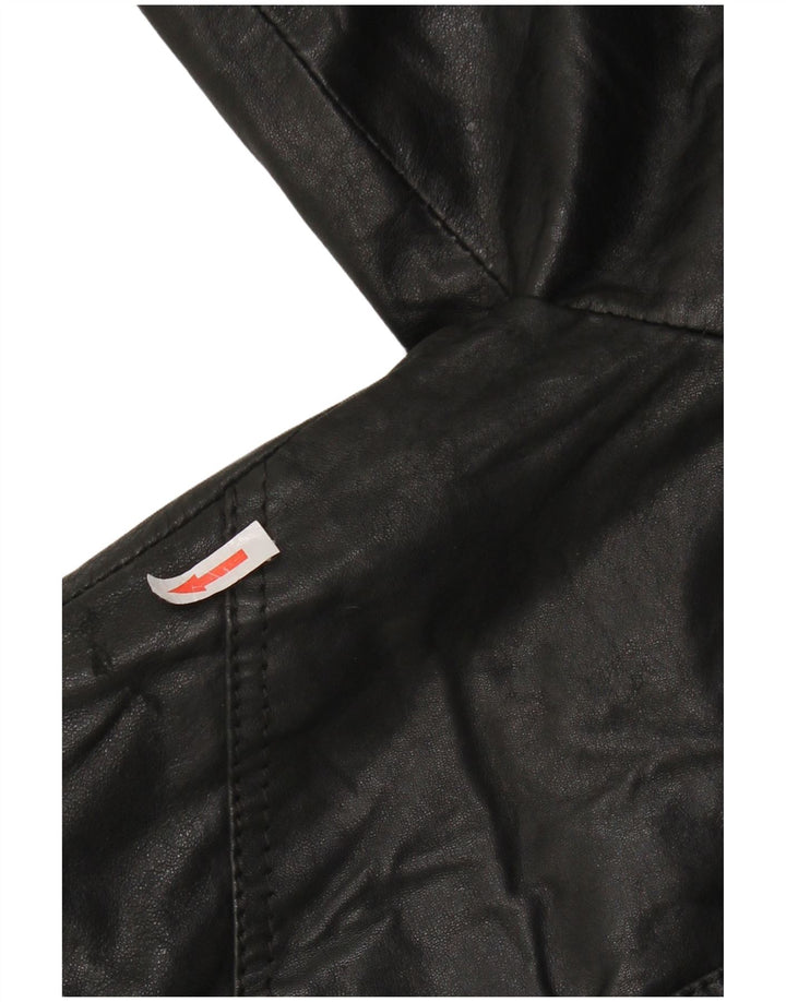 Jack & Jones Chaqueta Bomber de Cuero para Hombre UK 36 Small Black Leather