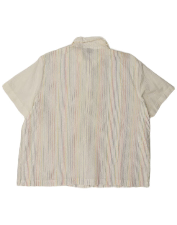 Orvis Camisa sobrecamisa de manga corta para mujer UK 46 Large White Pinstripe