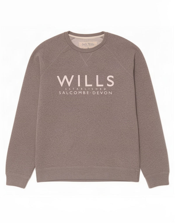 Jack Wills Mens Salcombe Devon Graphic Sudadera Jumper Pequeño Gris Algodón