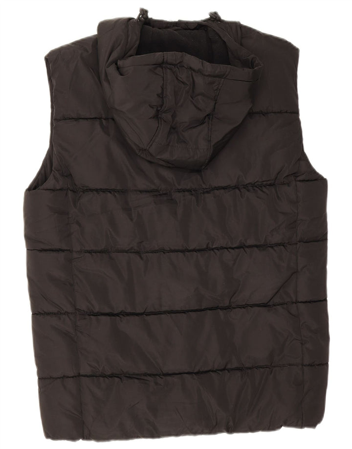 Superdry Chaleco acolchado con capucha para hombre, talla 36, poliéster negro pequeño