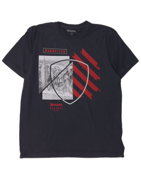 Blauer Hombre Camiseta Gráfica Top XL Azul Marino Algodón