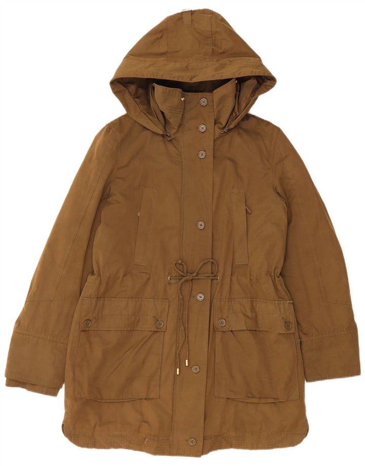 Zara Mujer Parka con Capucha Chaqueta UK 40 Mediana Caqui Cuadros Algodón