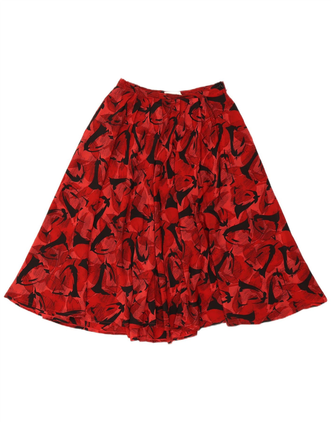 Vintage mujer patrón abstracto falda plisada IT 42 Medio W26 Rojo Clásico