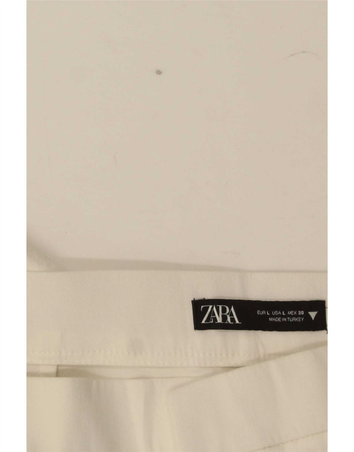Zara Mujer Pantalones Cortos Rectos Grande W30 L25 Blanco