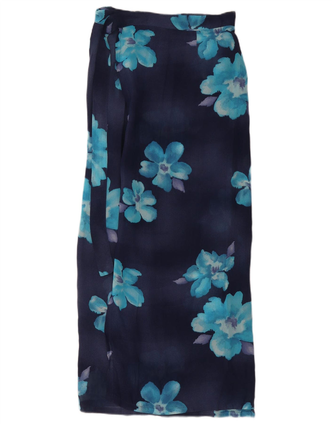 Vintage mujer Maxi falda W26 pequeño azul marino floral