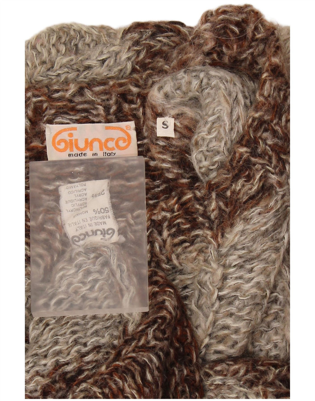 Giunco Jersey de cuello redondo para mujer UK 10 Small Brown Colourblock Mohair