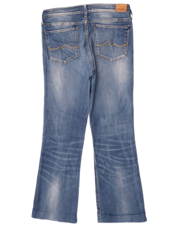 PEPE Jeans Womens Crop High Waist Regular Fit Flared Jeans W28 L24 Blue
