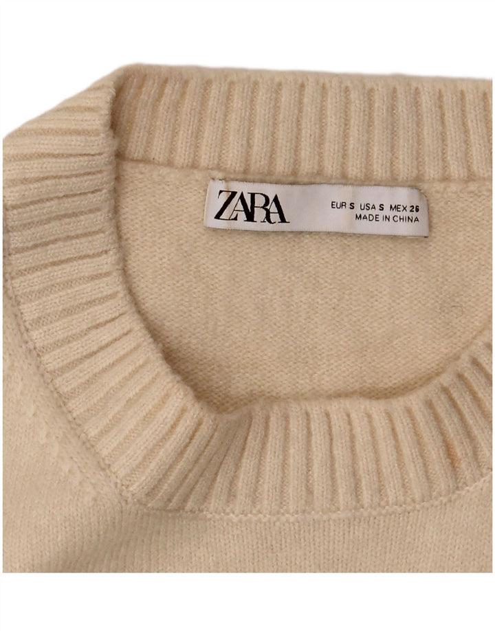 Zara Mujer Crop Vest Tank Top UK 10 Small Beige
