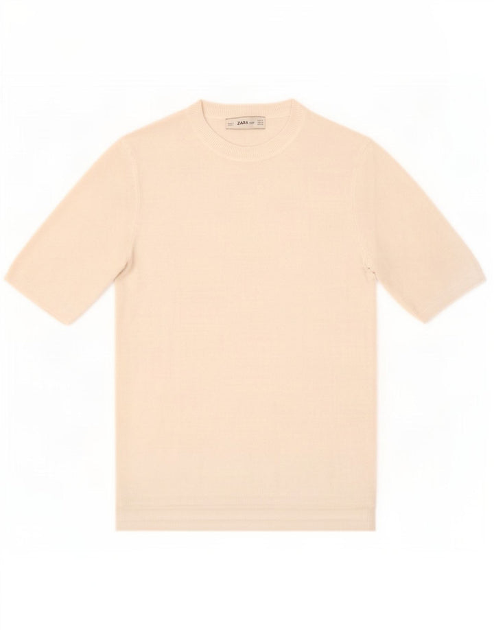 Zara Camiseta Mujer Top UK 12 Medium Blanco